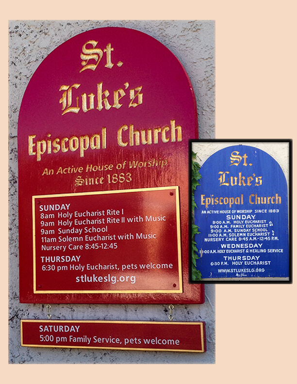 Los Gatos church signs lukes episcopal gold leafing