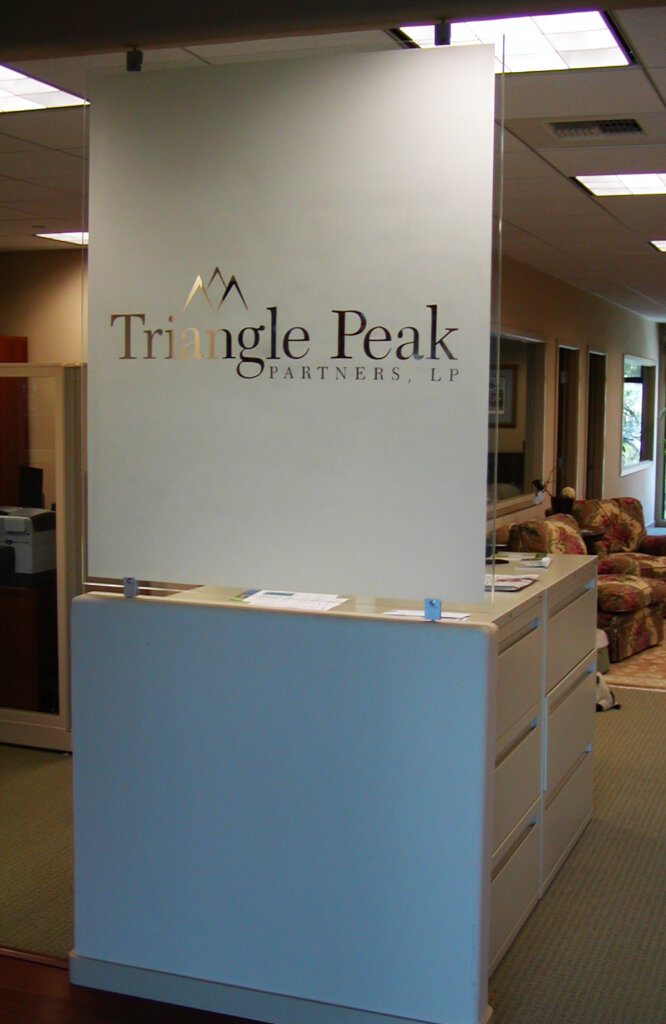 Carmel custom office signs triangle peak partners interior