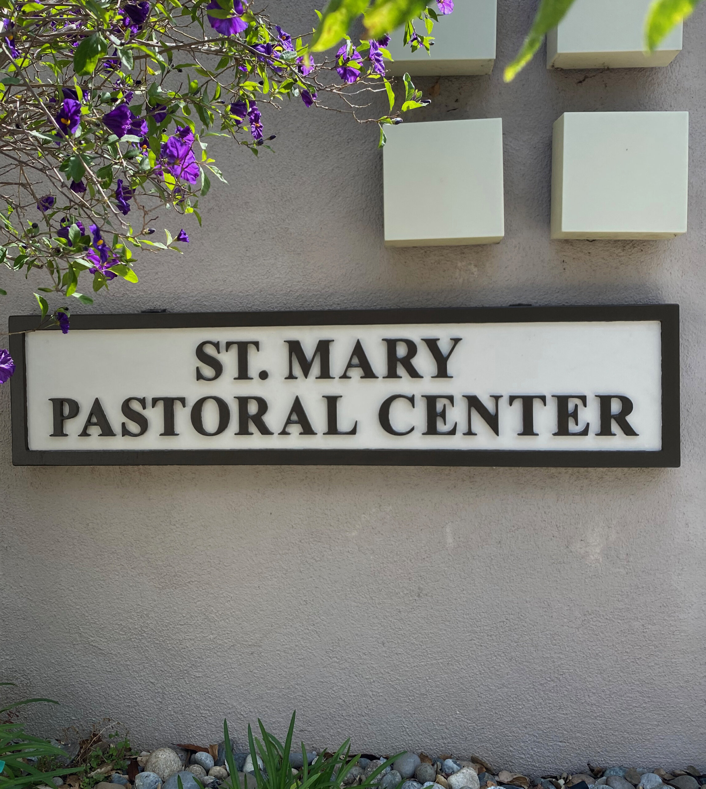 Los Gatos church sign st marys pastoral finished and mounted outside