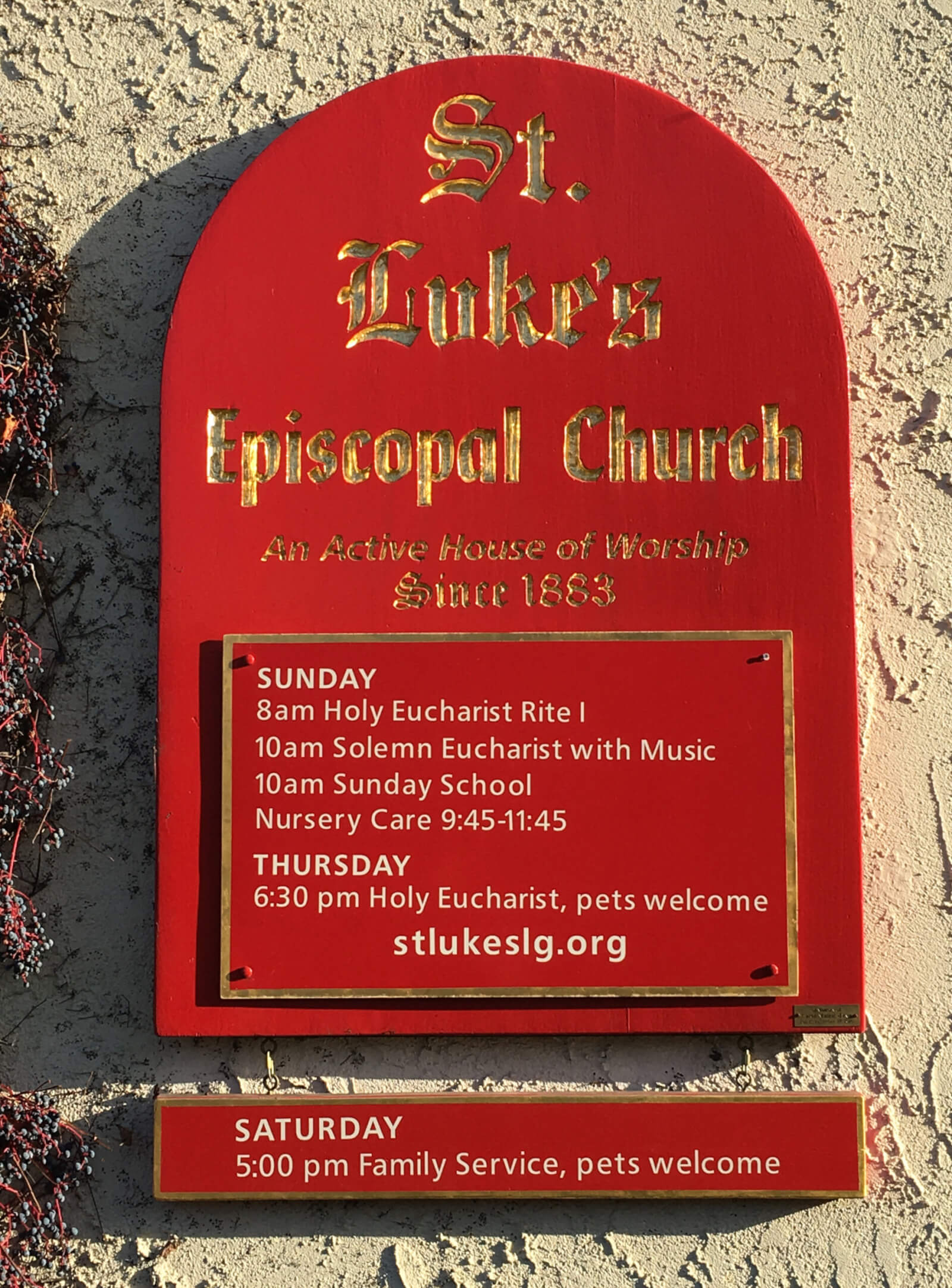 Los Gatos church signs lukes episcopal gold leafing