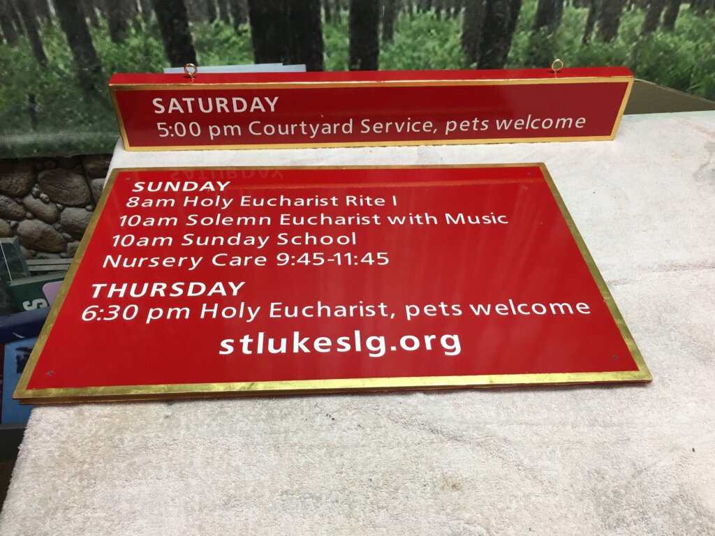 Los Gatos church sign lukes episcopal service schedule