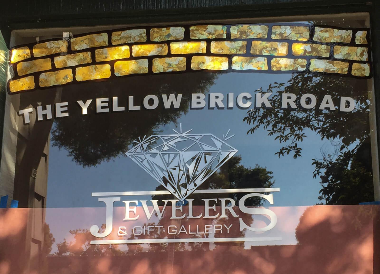 Los Gatos signs gold leafing yellow brick road jewelers new window