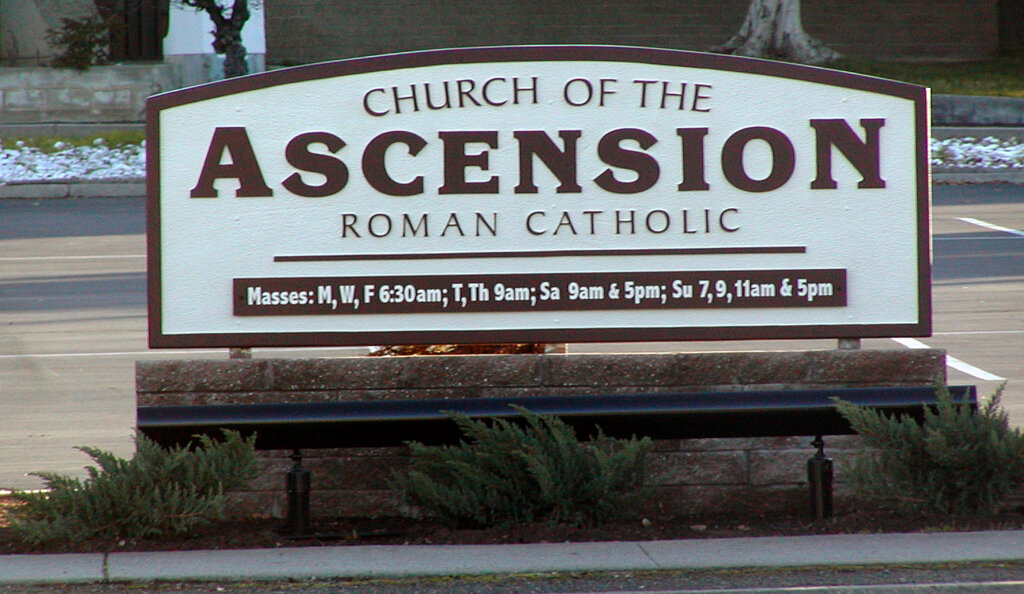 San Jose custom signs ascension catholic church california