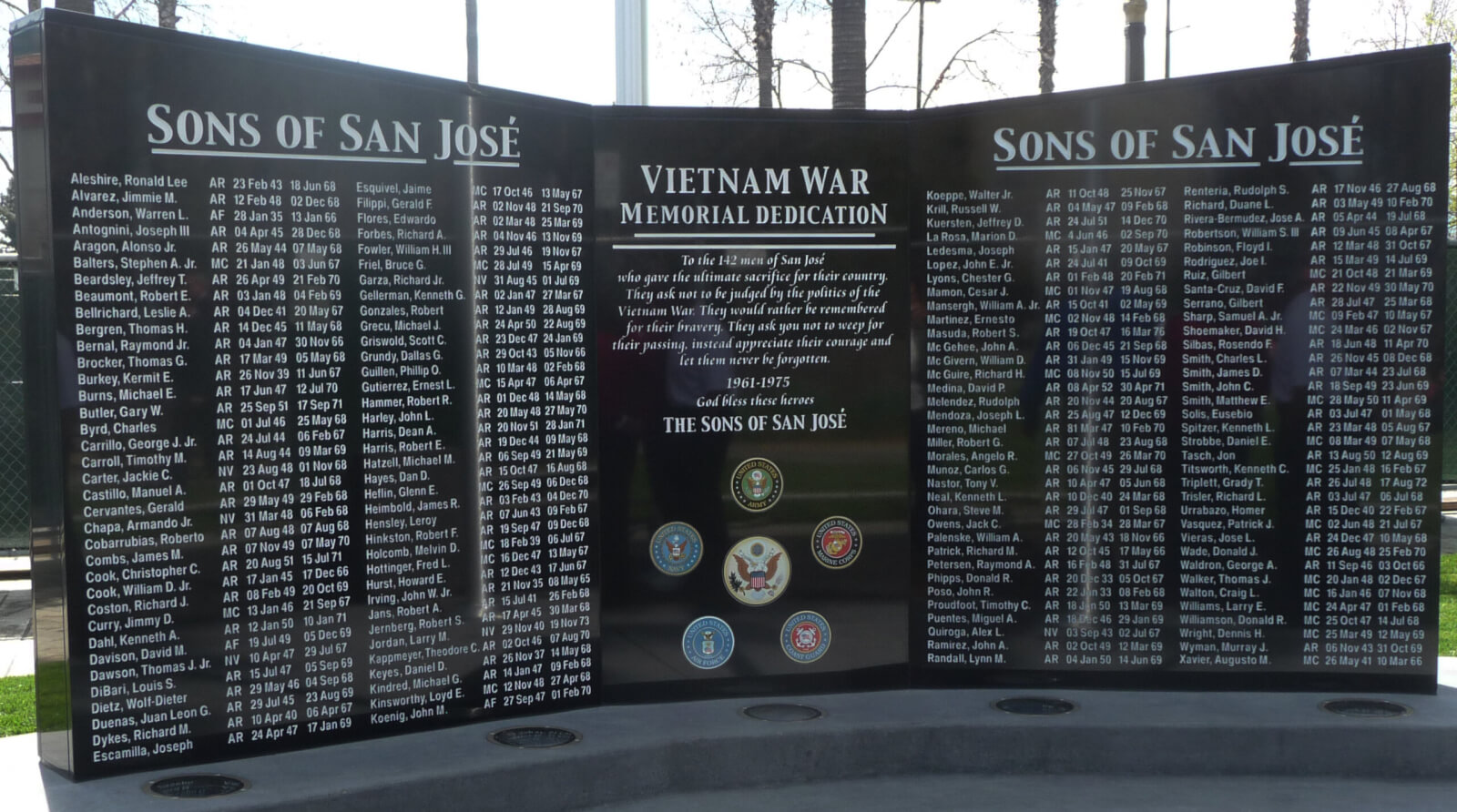 San Jose custom signs vietnam war memorial dedication