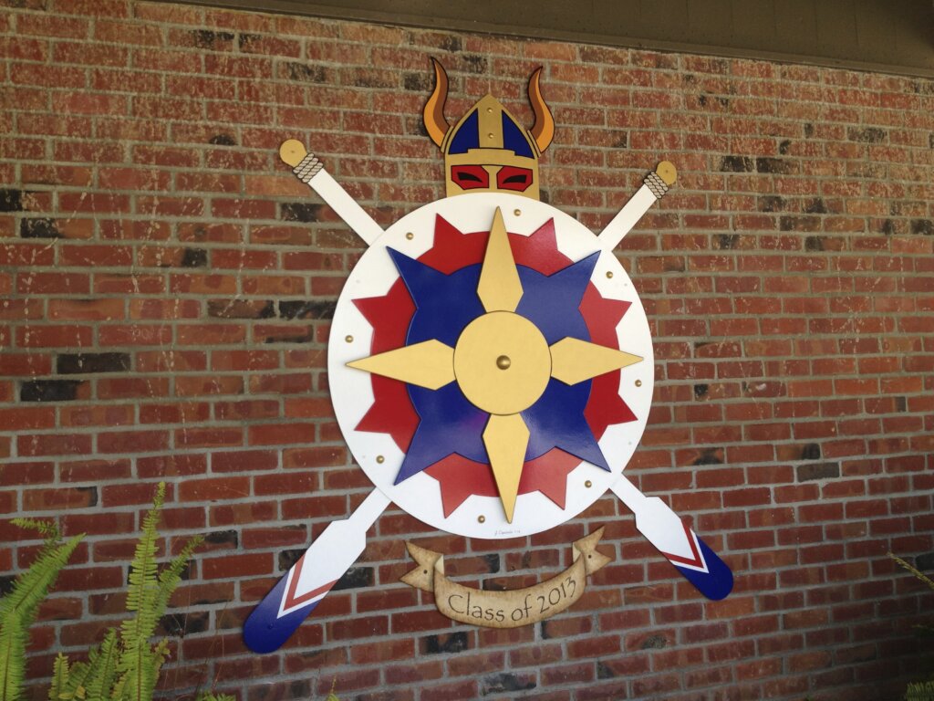 San Jose school signs Lynbrook high school vikings mascot wall california
