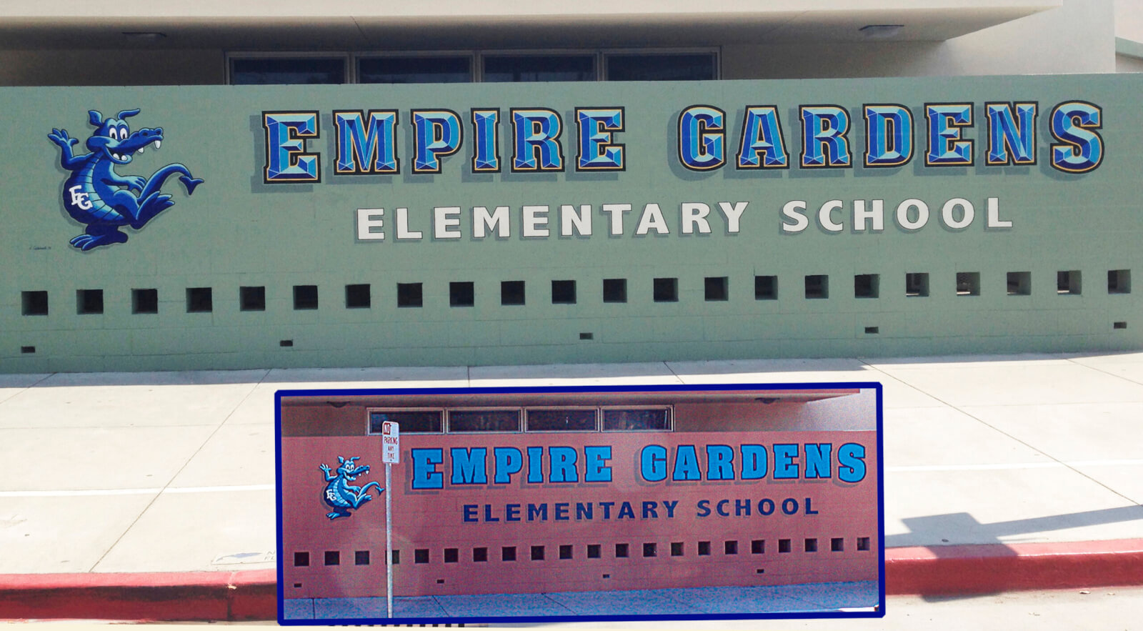 San Jose school signs empire gardens elementary mascot mural painting