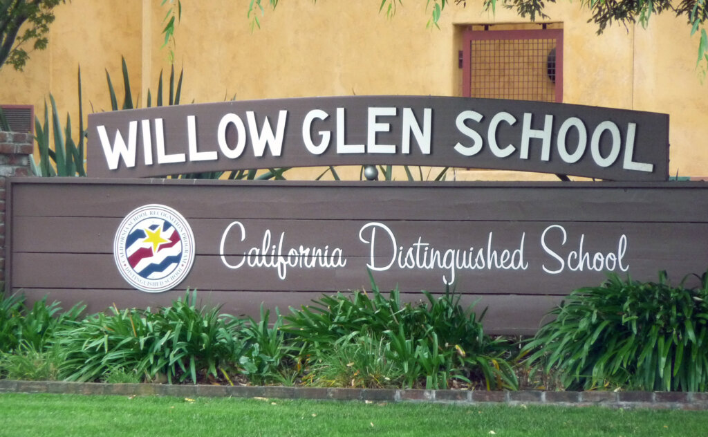 San Jose school signs willow glen california distinguished school