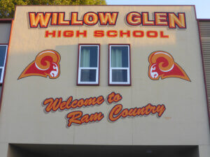 San Jose school signs willow glen entrance mascot mural