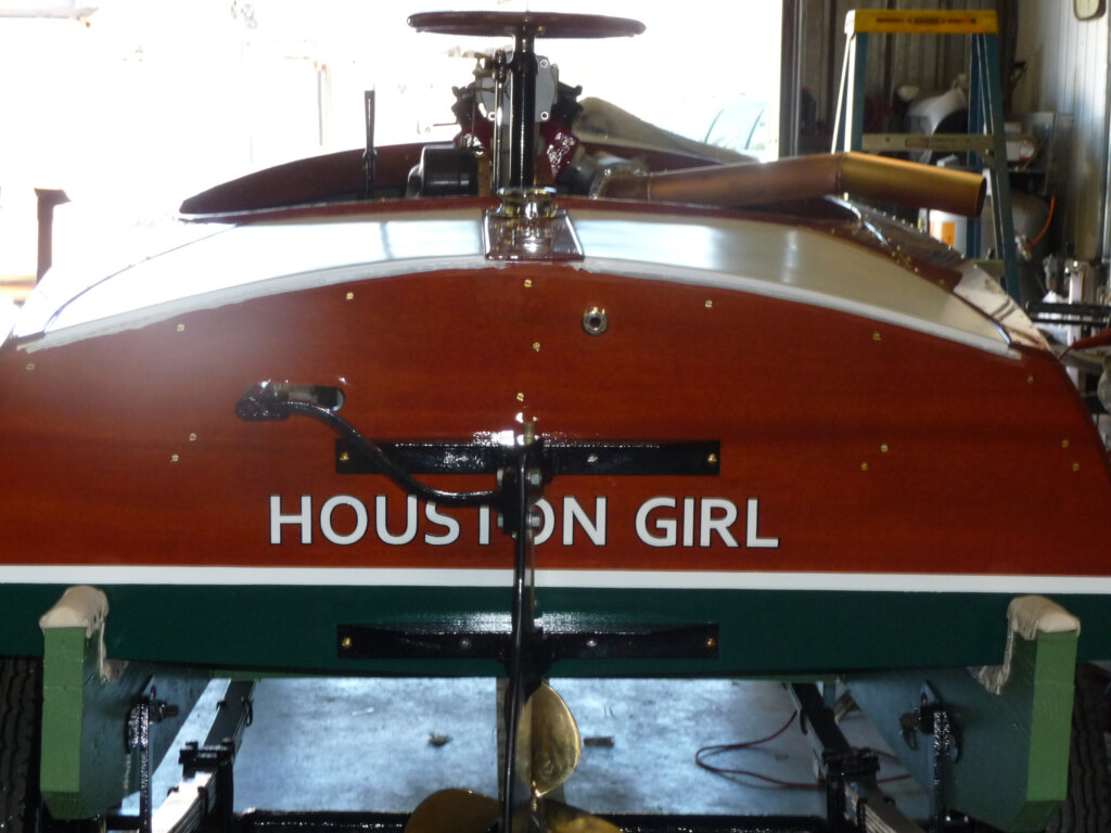 custom boat transom houston girl back california