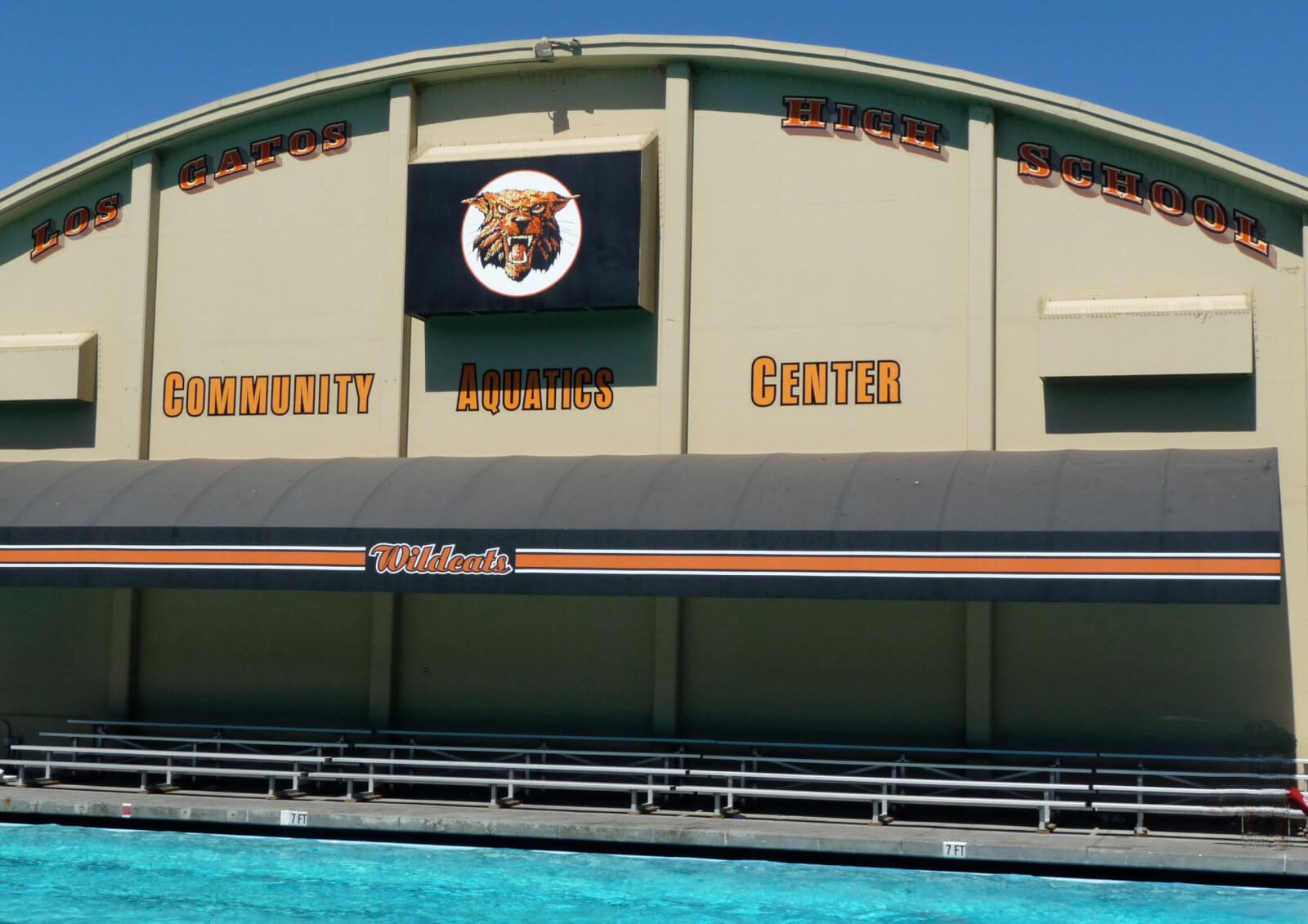 custom school signs Los Gatos high pool wall mascot mural painting