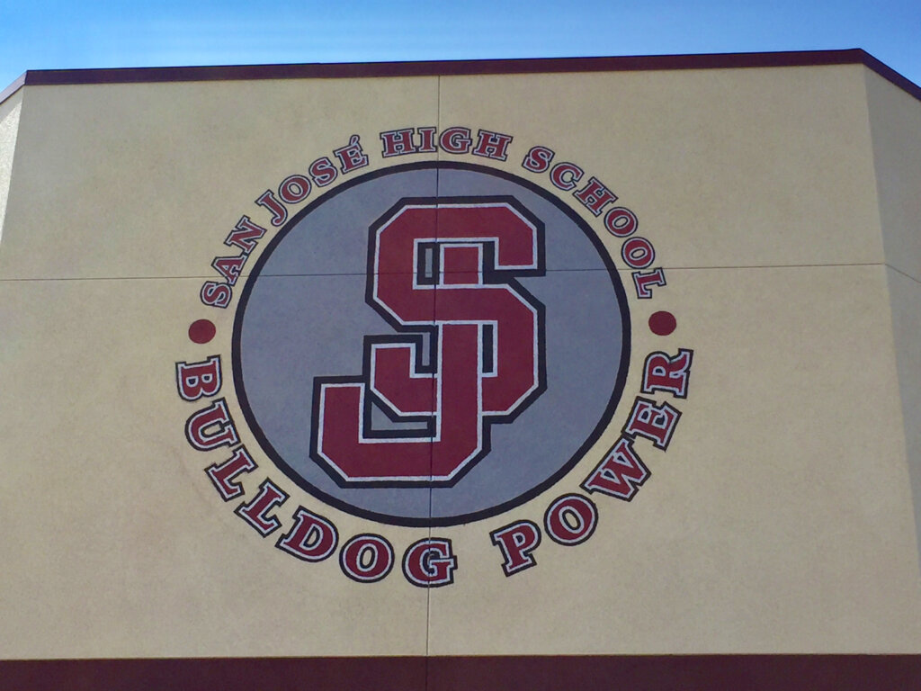 custom school signs San Jose high gym painting field house