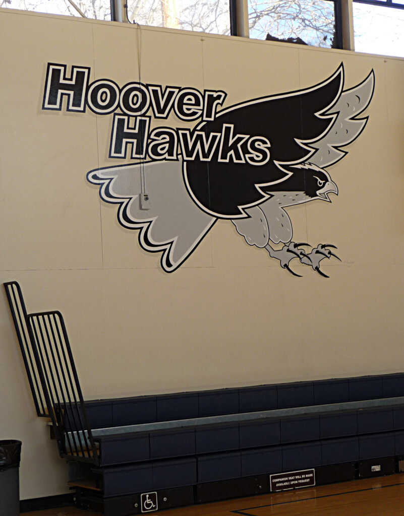 custom school signs San Jose hoover gym interior mascot logo painting