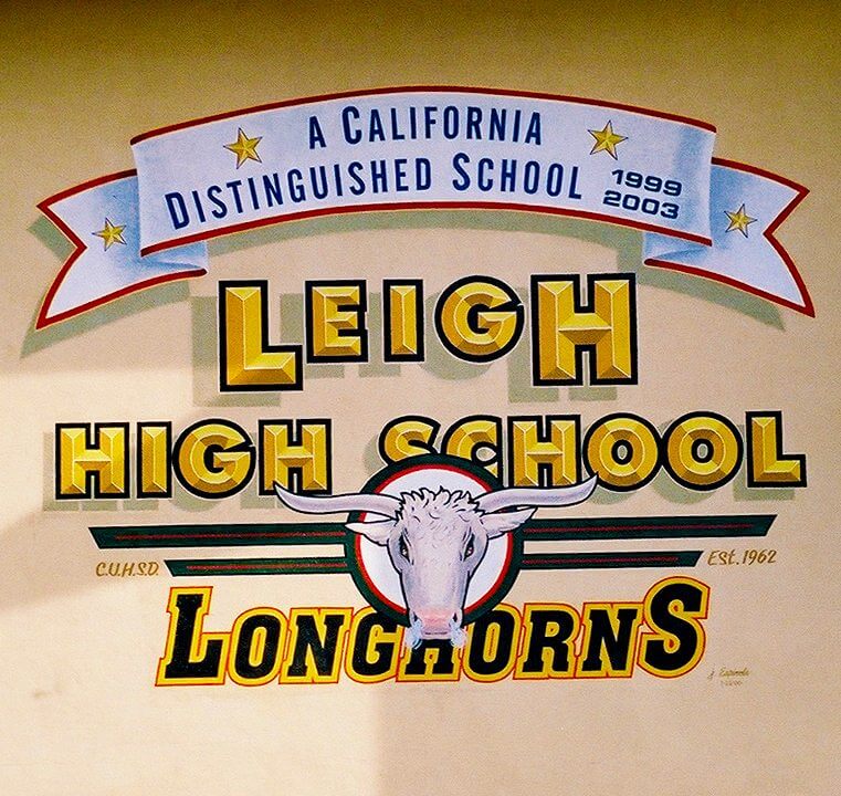 custom school signs San Jose leigh longhorns cafeteria wall mascot painting