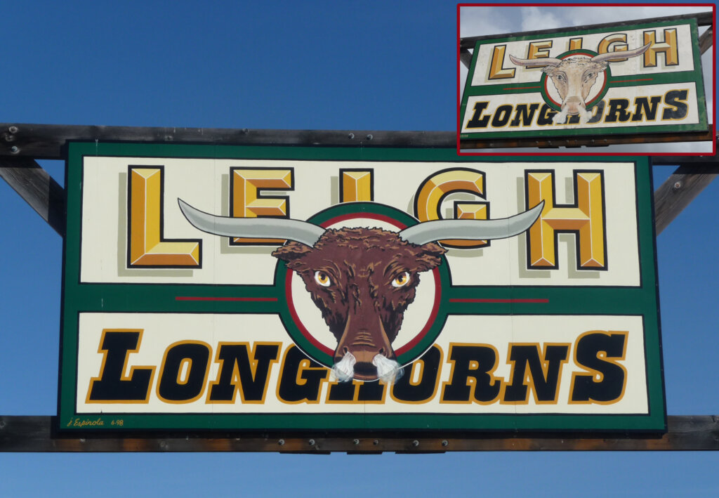 custom school signs San Jose leigh longhorns mascot football sign before and after