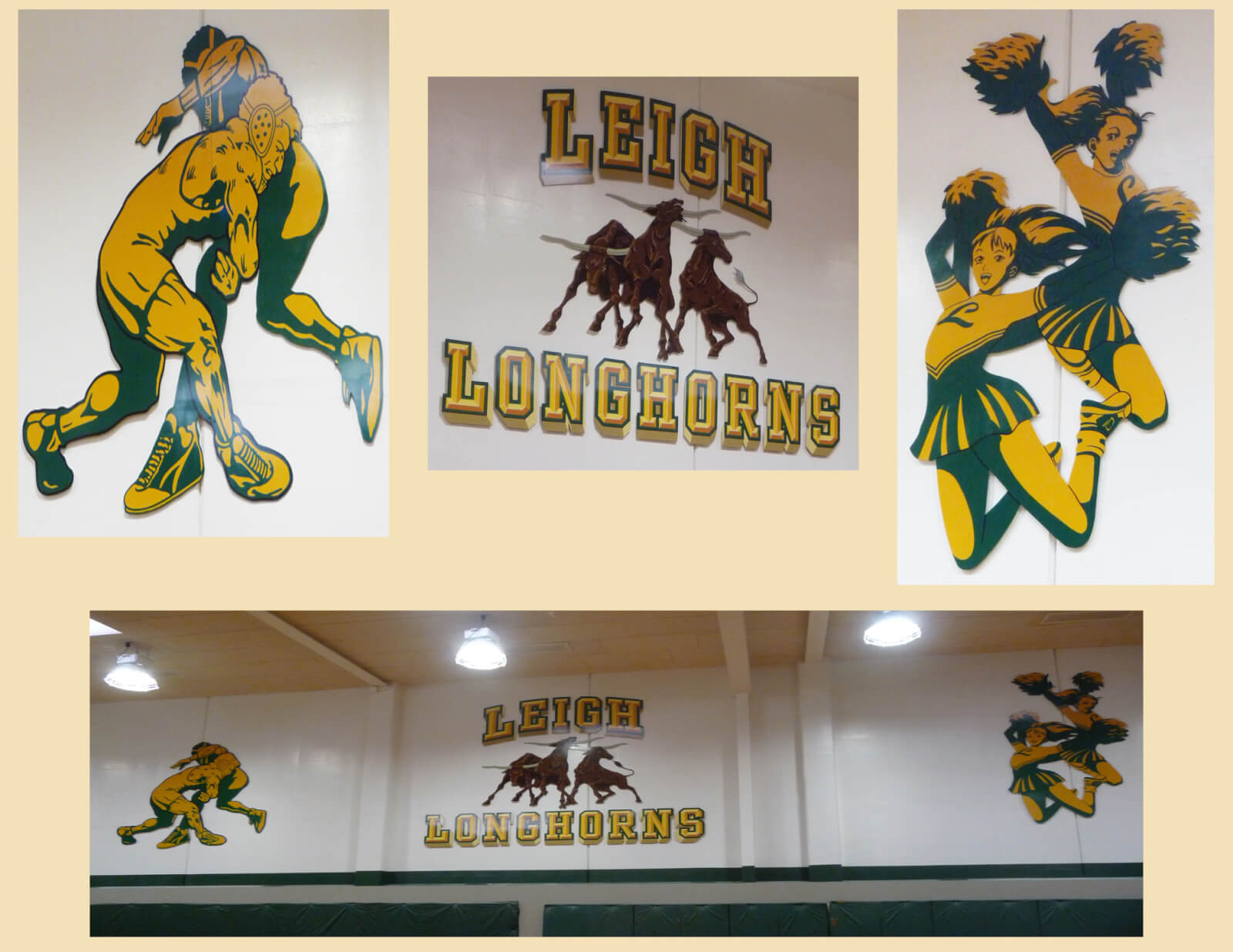 custom school signs San Jose leigh longhorns gym mascot painting