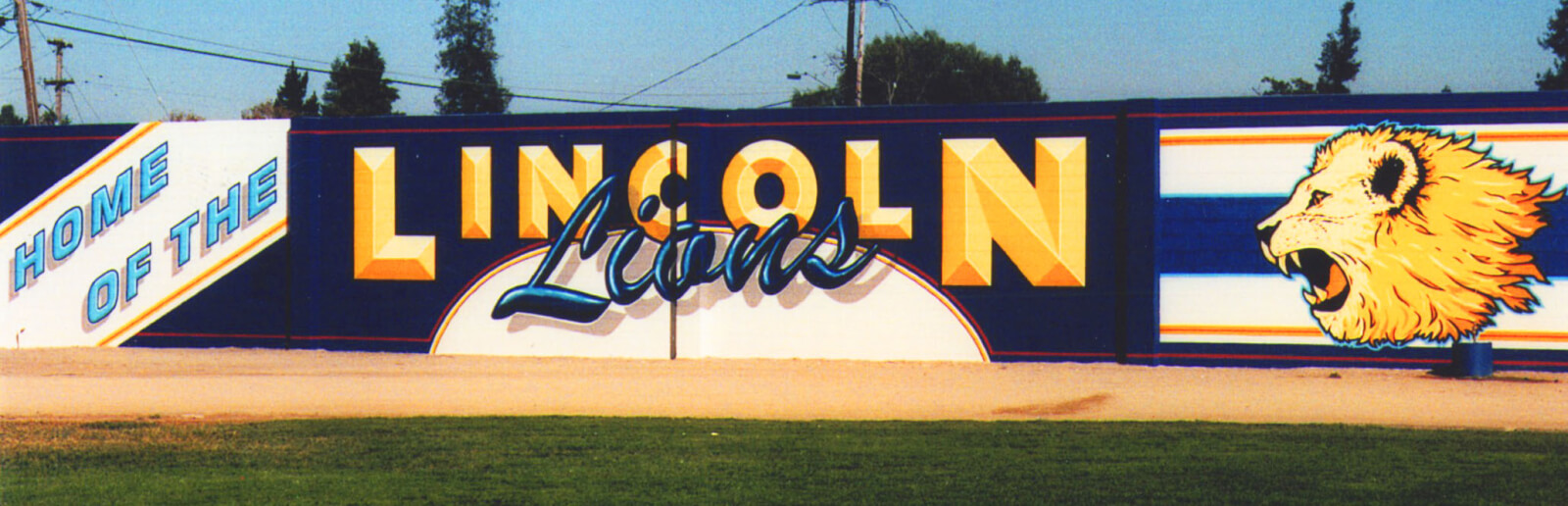 custom school signs San Jose lincoln football wall mascot mural painting