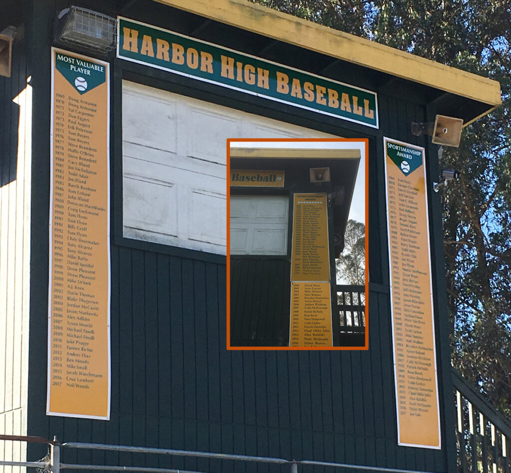 custom school signs Santa Cruz harbor high baseball shack