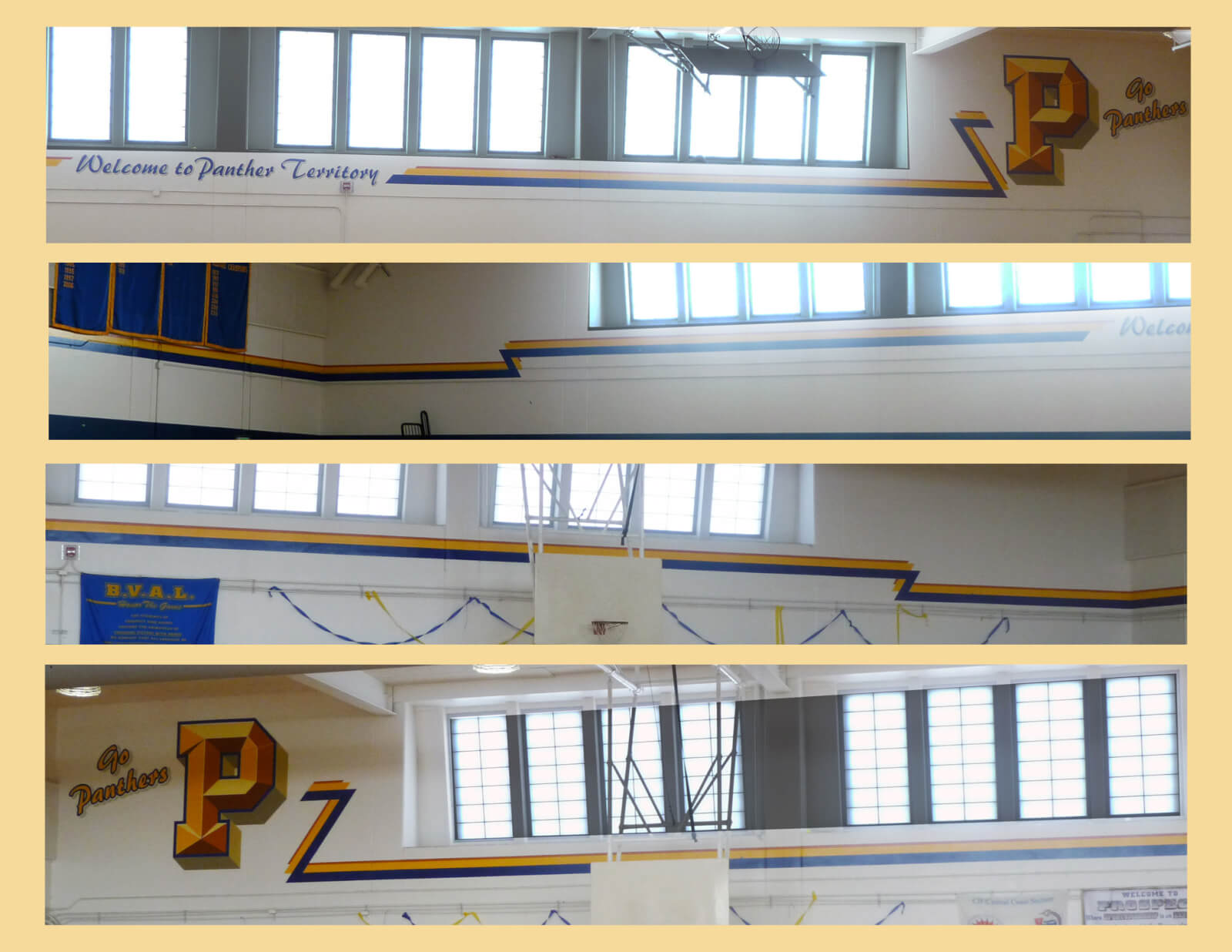 custom school signs Saratoga gym interior wall painting