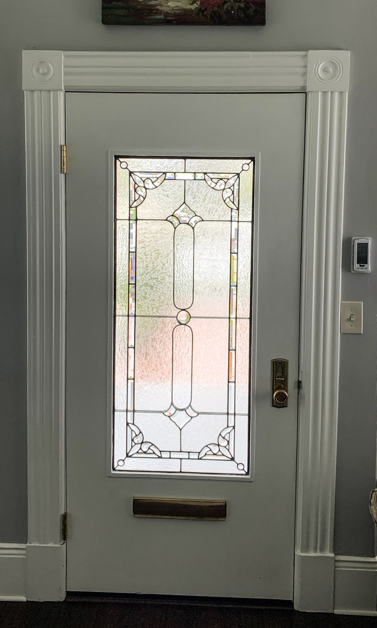 stained glass Los Gatos entry nave victorian front door window final california