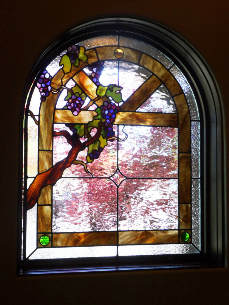 stained glass San Jose wine room window california