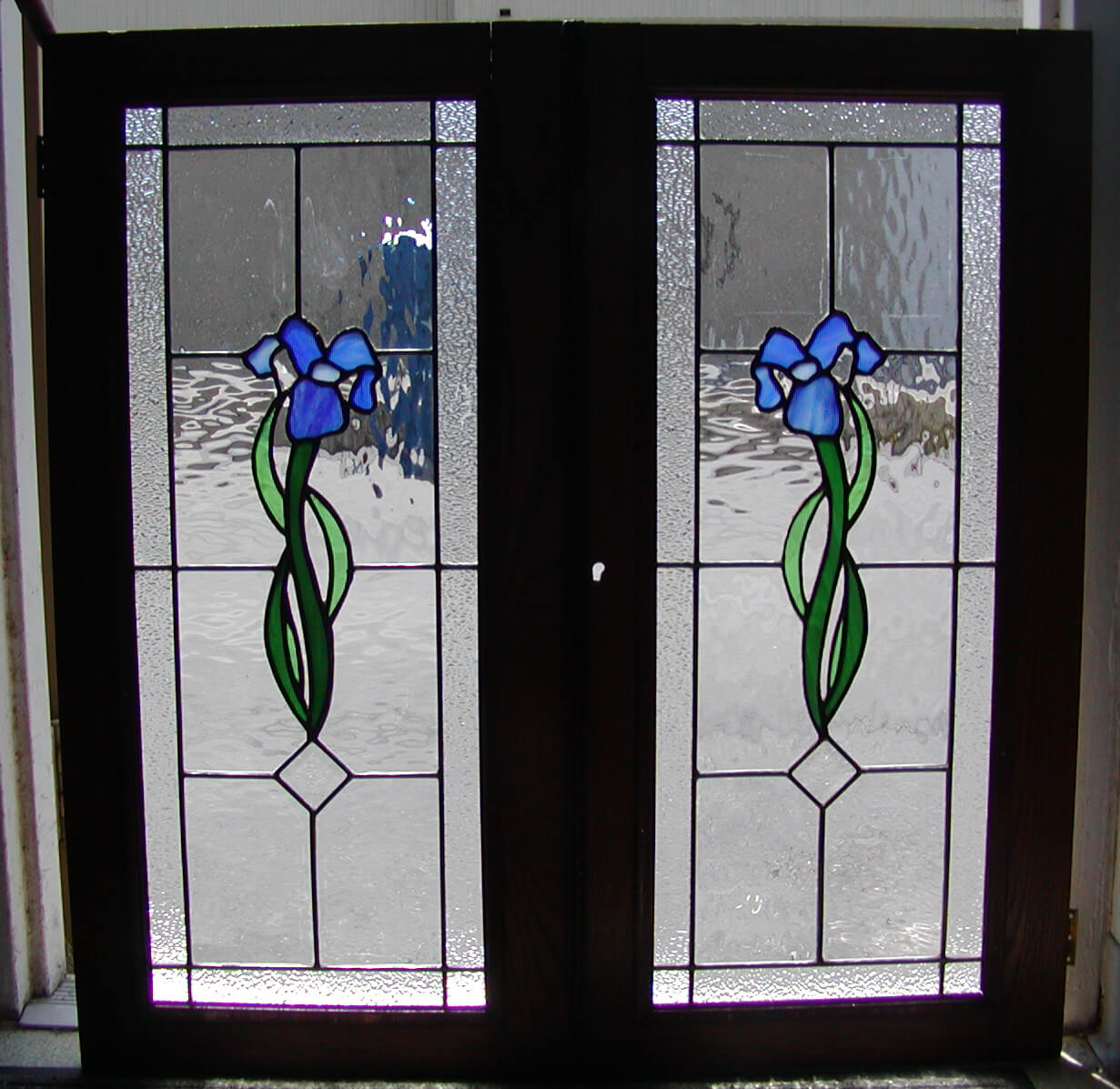 stained glass door iris cabinet california