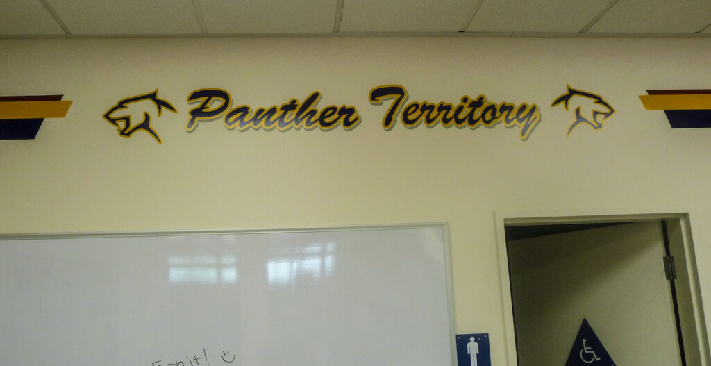 Custom Painted Office Wall Prospect High School Saratoga California close up