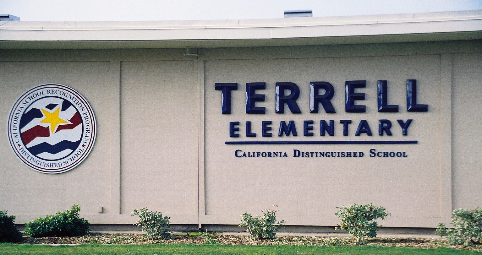 Custom 3D lettering signage for Terrell Elementary School located in San Jose, CA