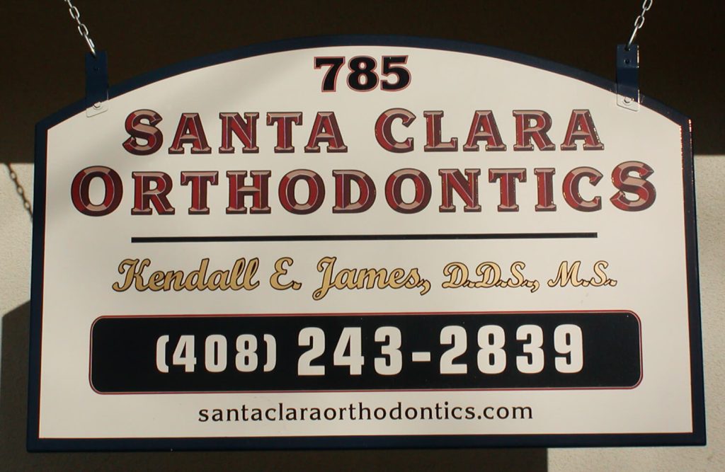 Hand painted custom sign for Santa Clara Orthodontics