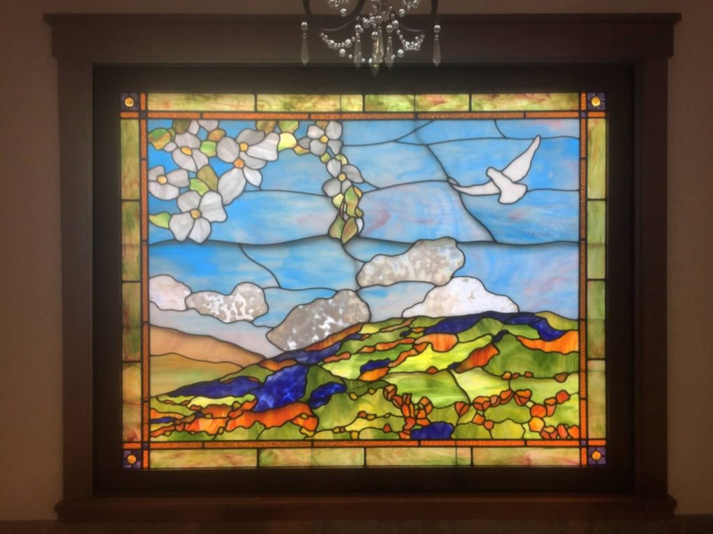 Custom stained glass by Art Works for a private residence located in Gilroy, CA